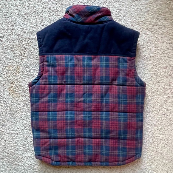 Kane & Unke Plaid Quilted Corduroy Vest Size Medium Navy Blue Burgundy Red - Picture 6 of 11